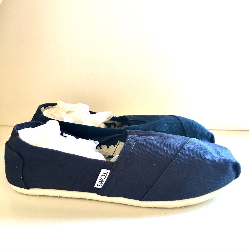 Toms Alpargata Navy Canvas Slip On Flats - Picture 4 of 9